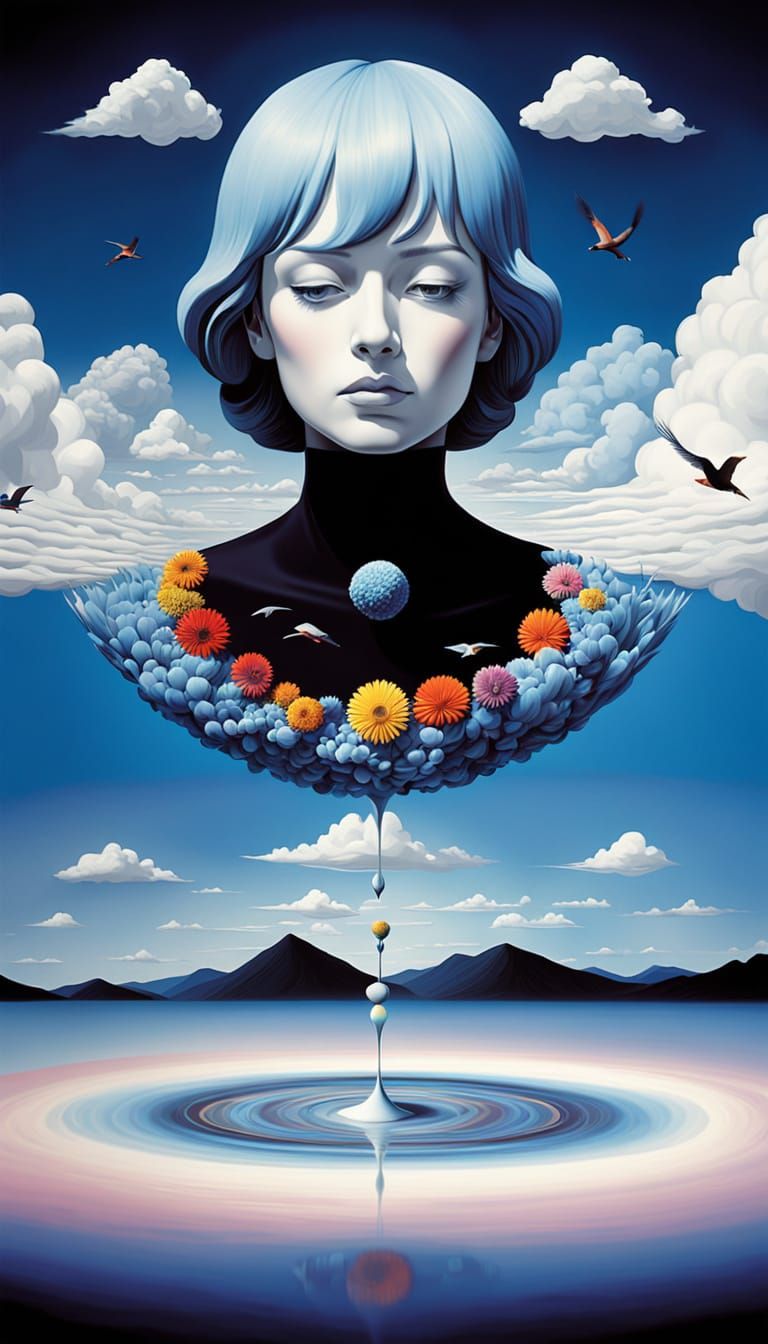 Surreal Brain and Flower Atmosphere
