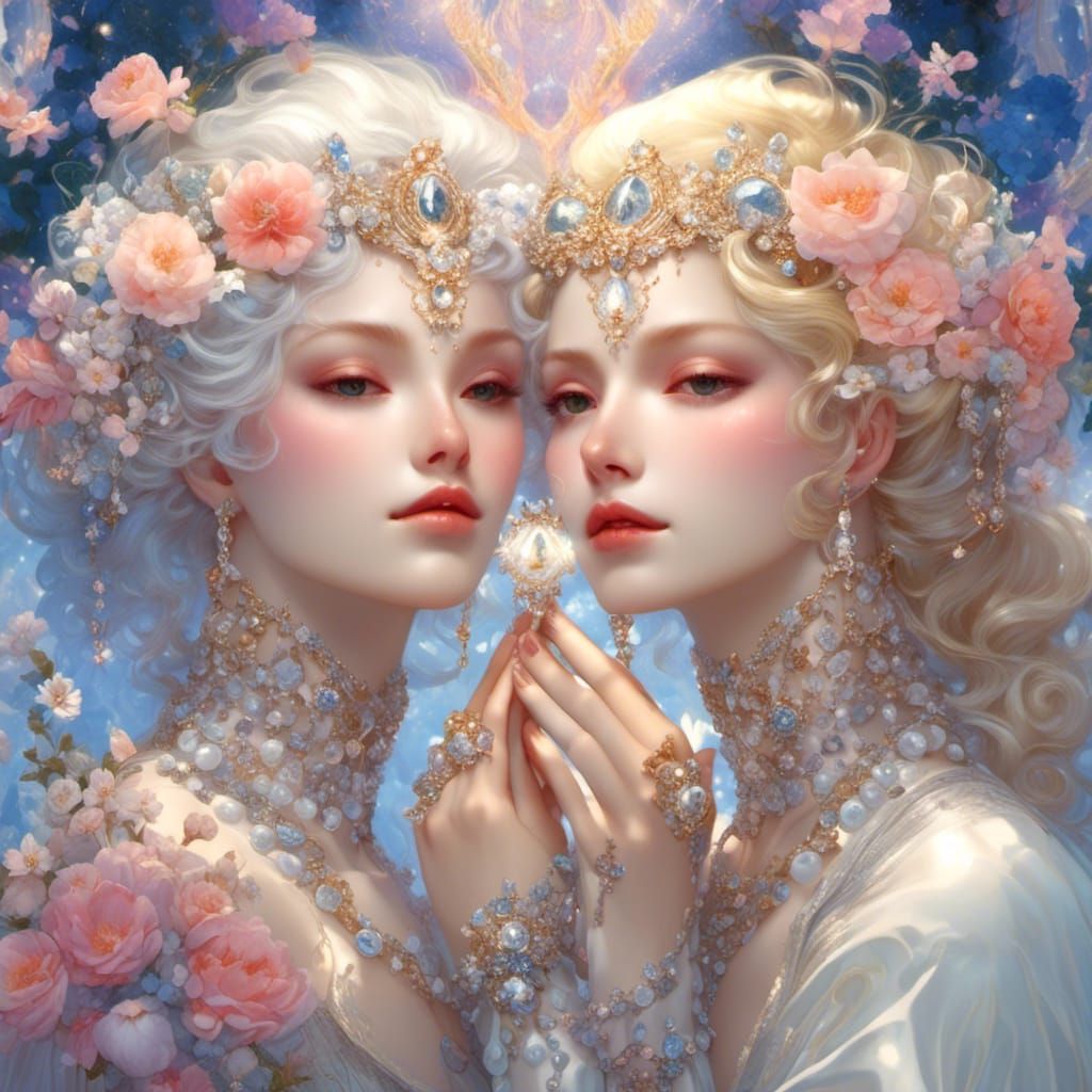 Sapphic Embrace in Hyperreal Detail