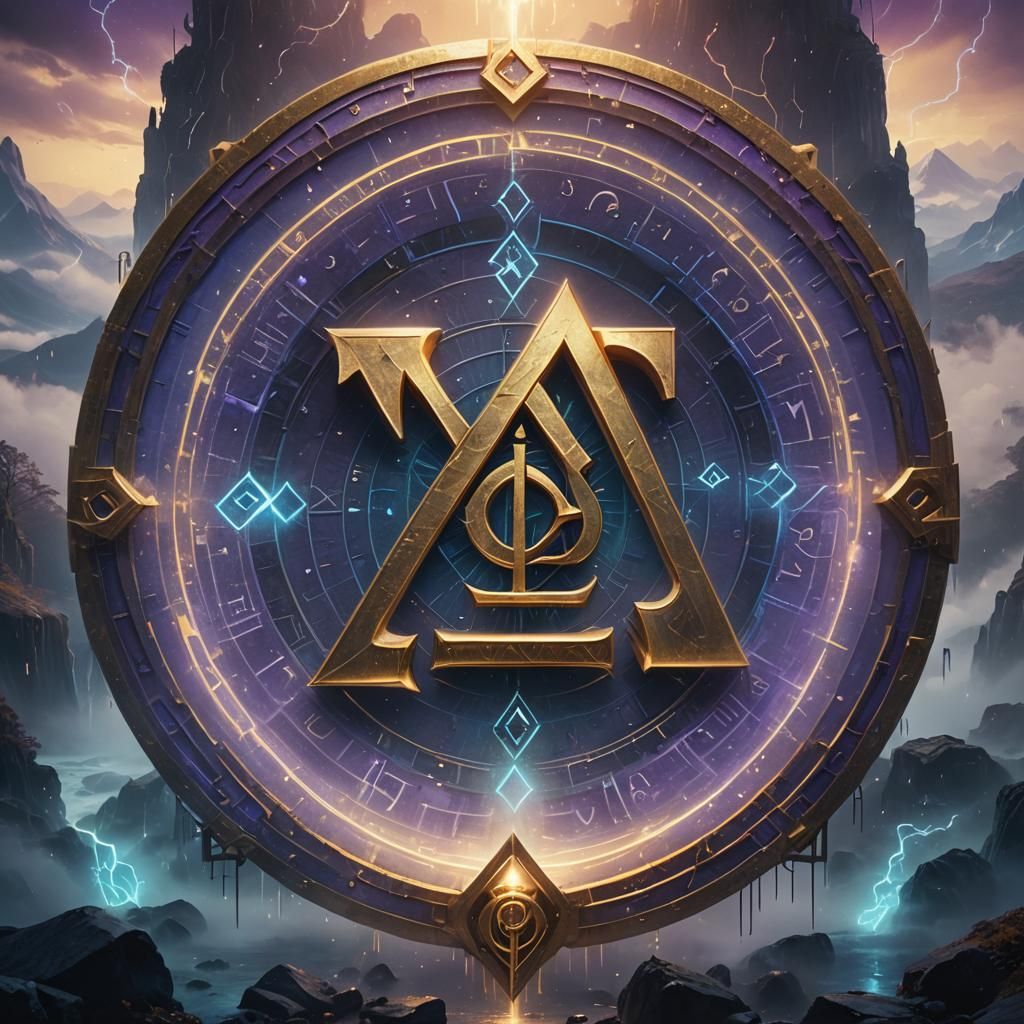 Mystical Symbol Amidst Glowing Runes in Matte Painting Style