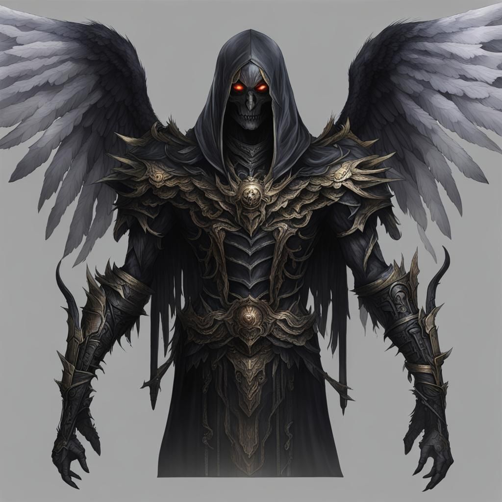 Dark Angelic Figure: Harrow of the Abyssal Sun