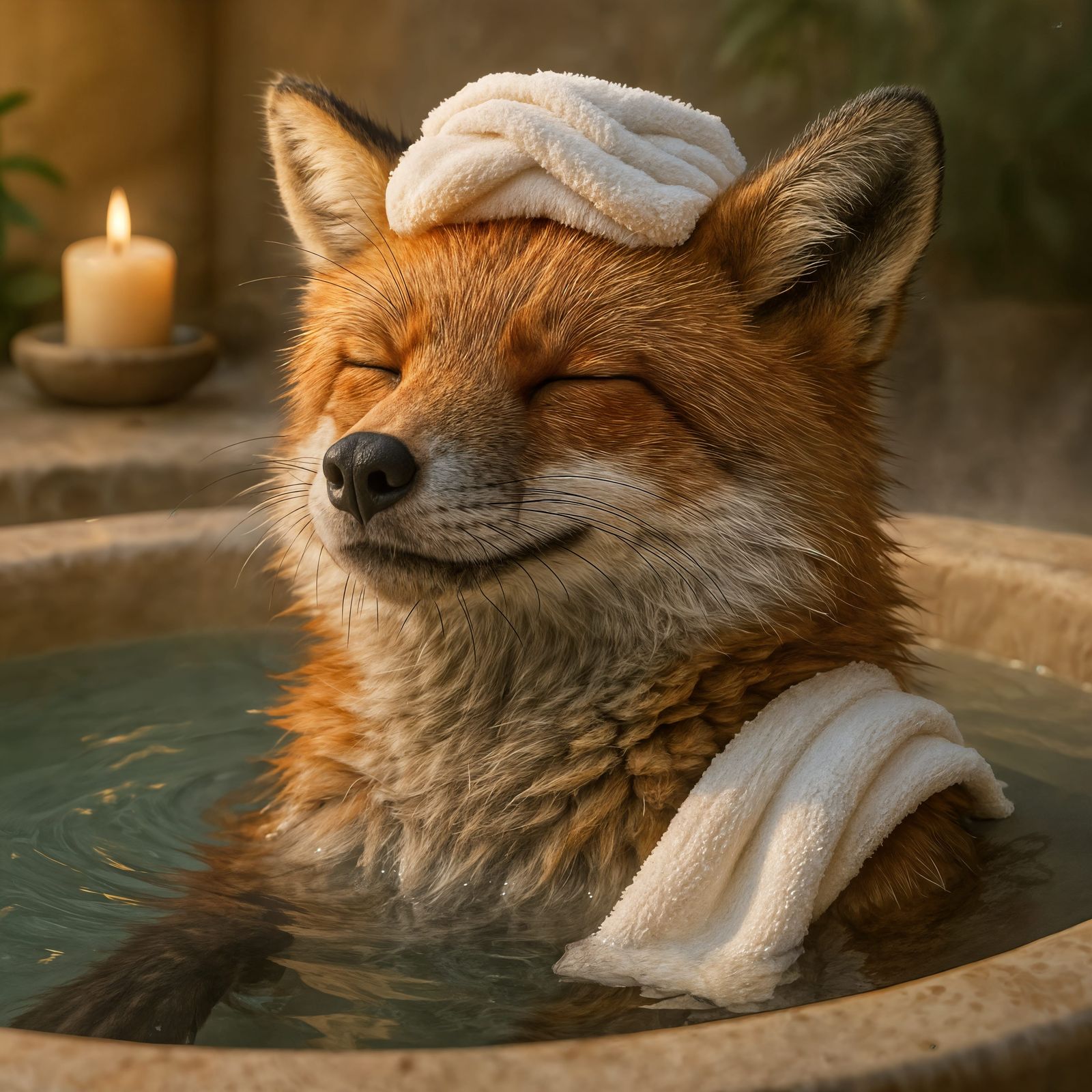 CGI Fox Enjoys a Spa Day