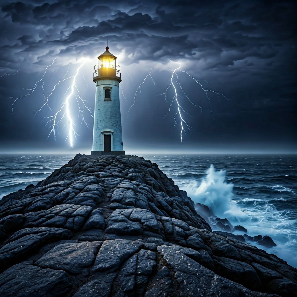 Stormy Seas: Lighthouse Keeper's Resolve