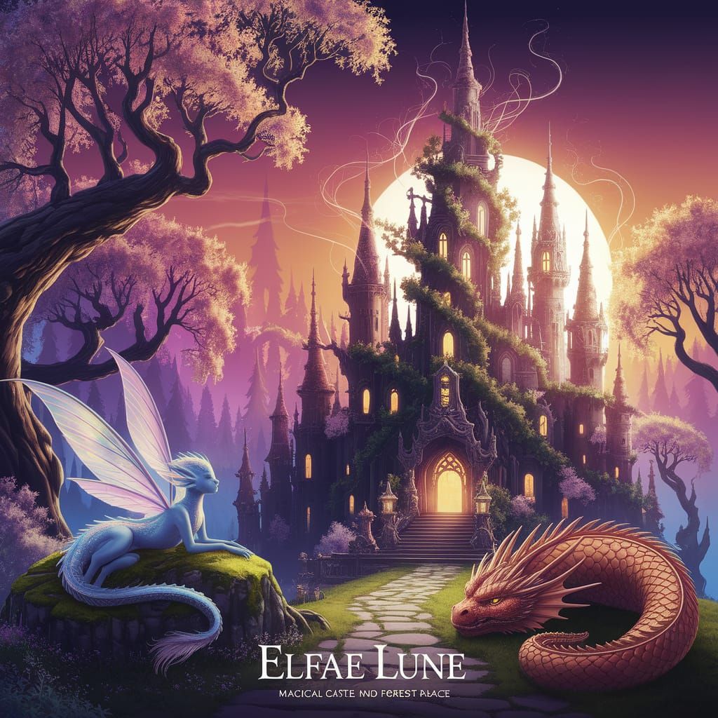 Enchanted Fairie World With Magical Castle And Dragon