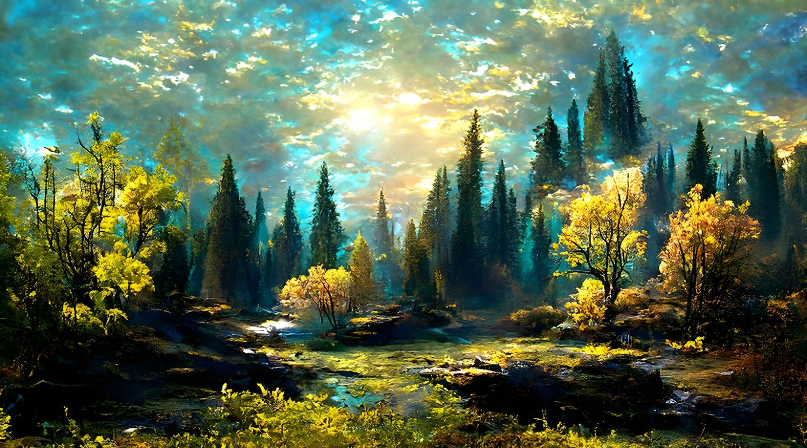 Ethereal Forest Landscape Oil Painting