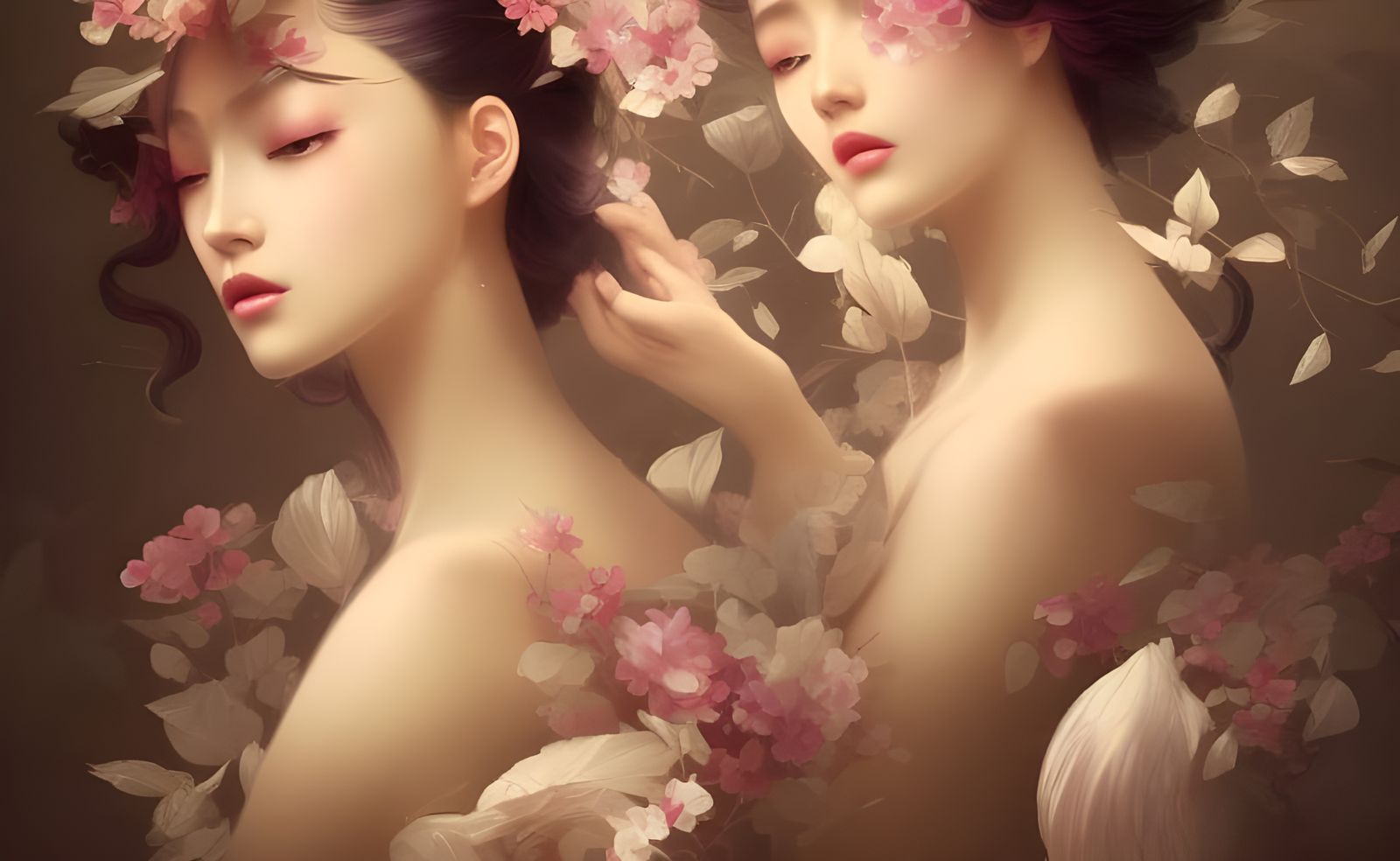 Victorian Woman in Vaporwave Style Digital Art