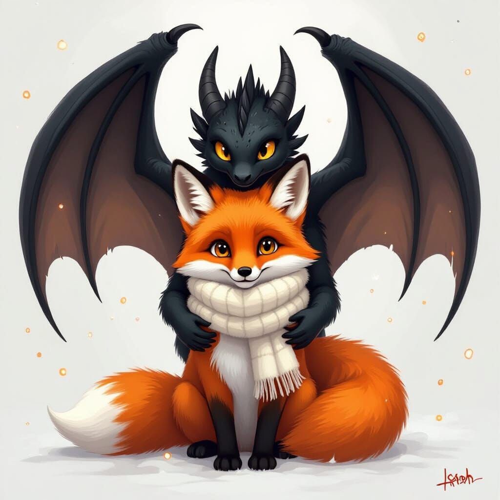 Dragon's Embrace: A Whimsical Fantasy Illustration