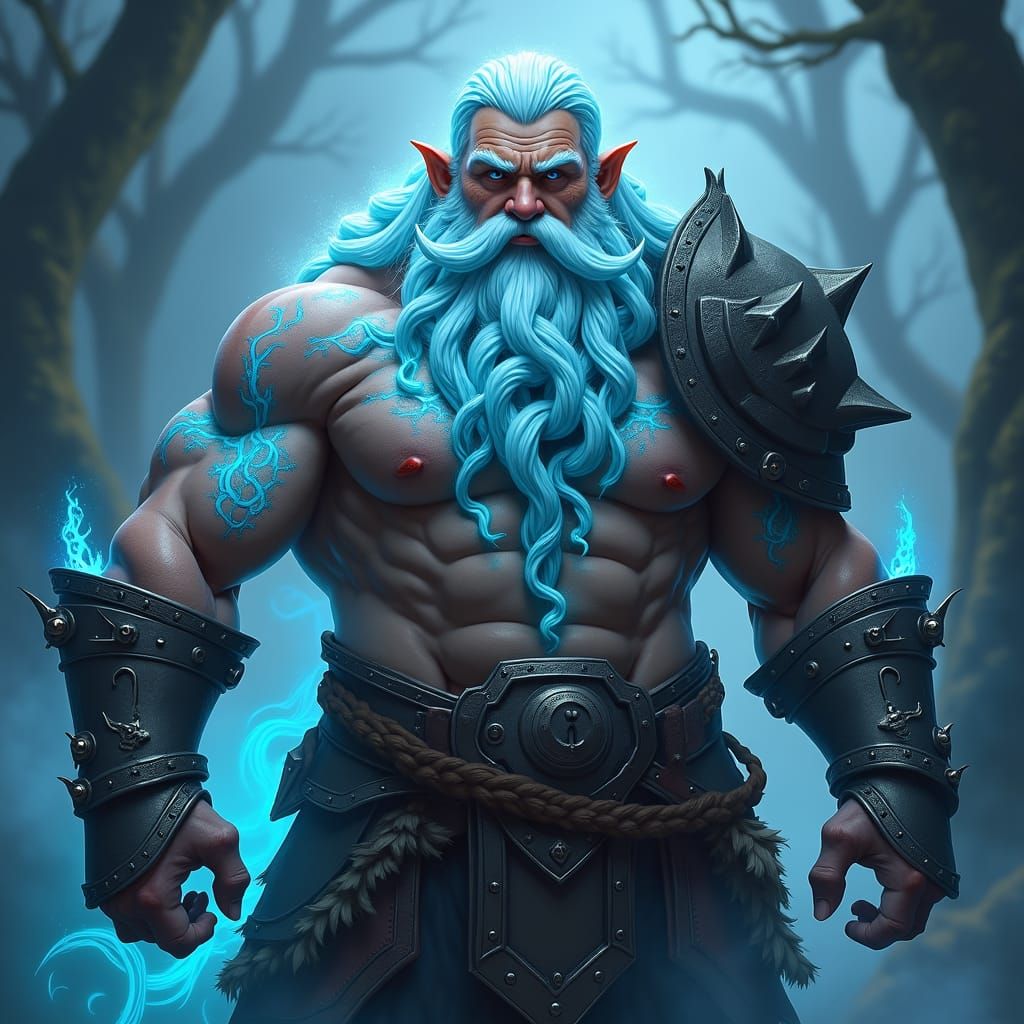 Bioluminescent Beard Dwarf Warrior in Detailed Matte Paintin...