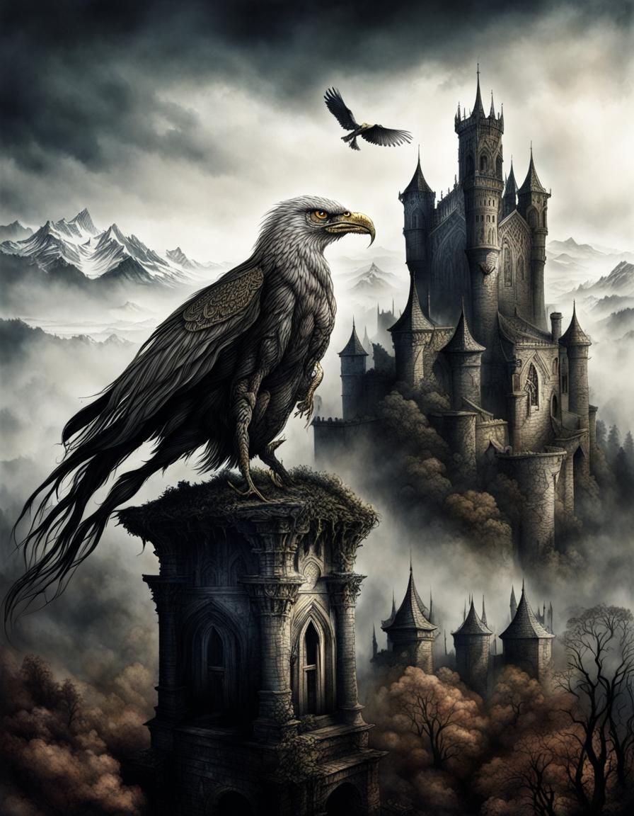 Eldritch Warrior Princess Ink Drawing