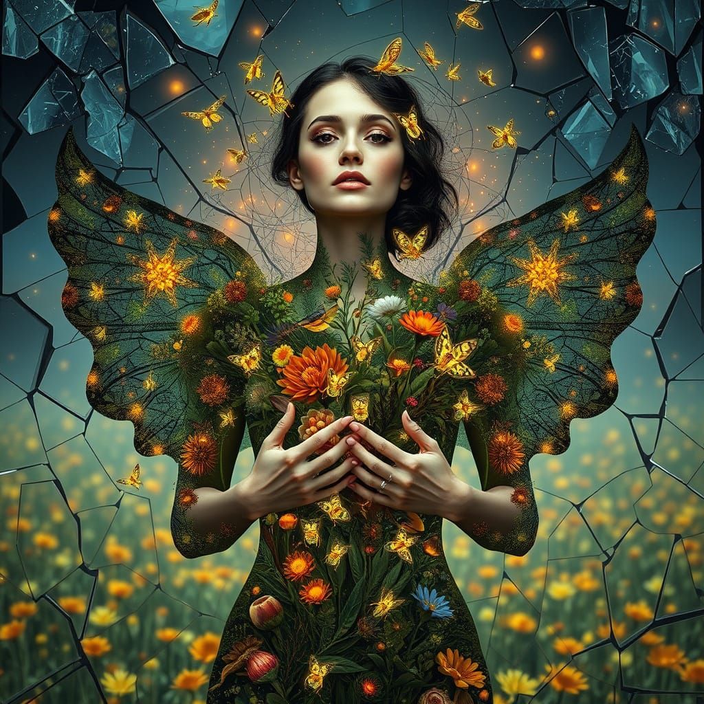 Bio-Art Collage: Woman as Interconnected Ecosystem