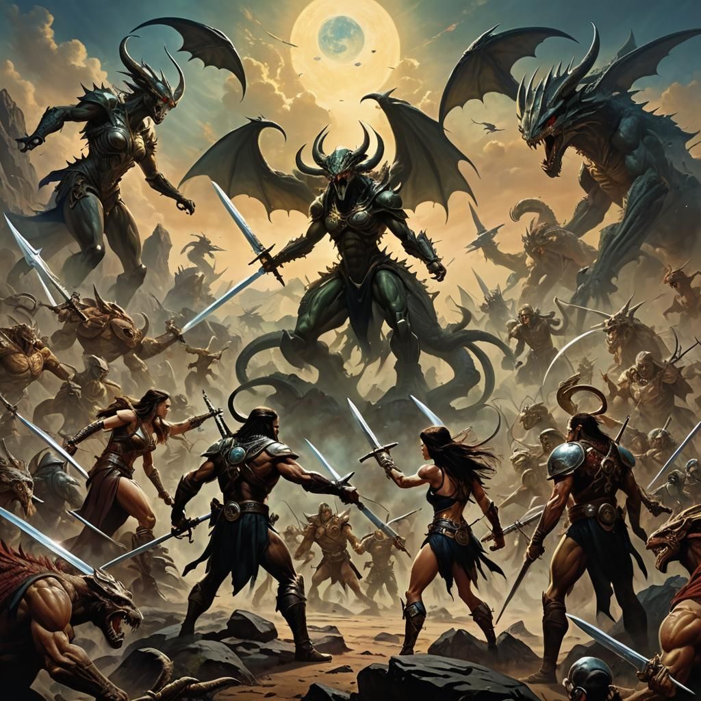 Fantasy Heroes Face Alien Beasts in Splash Art