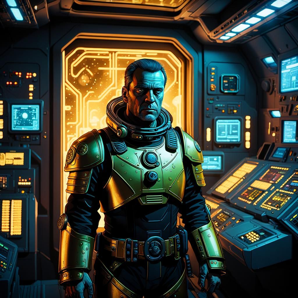 Space Marine in Starship Engine Room