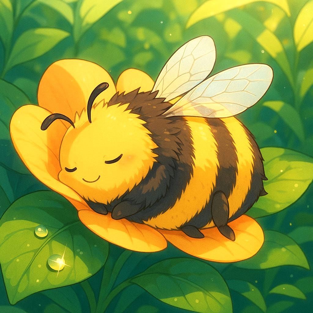 Anime Bumblebee Sleeping Peacefully in Sunlight