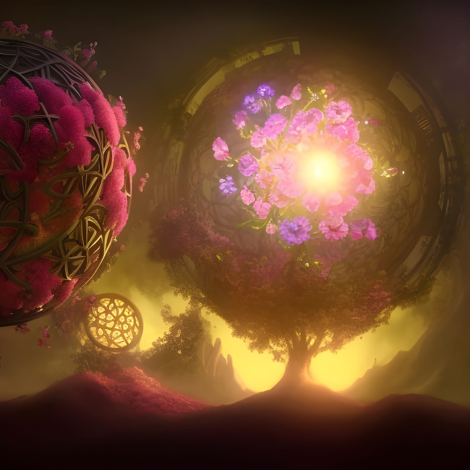 Cosmic Tree of Life: Detailed Matte Painting