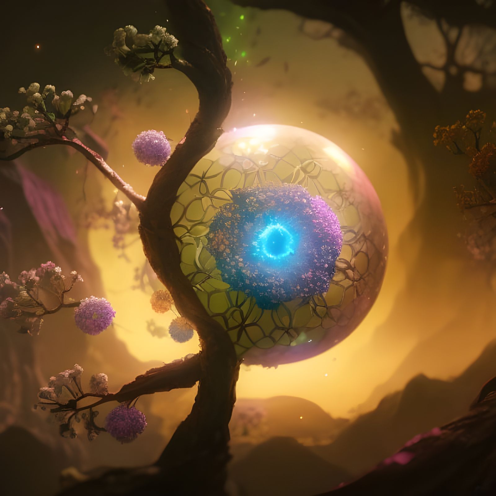 Cosmic Tree of Life: Detailed Matte Painting