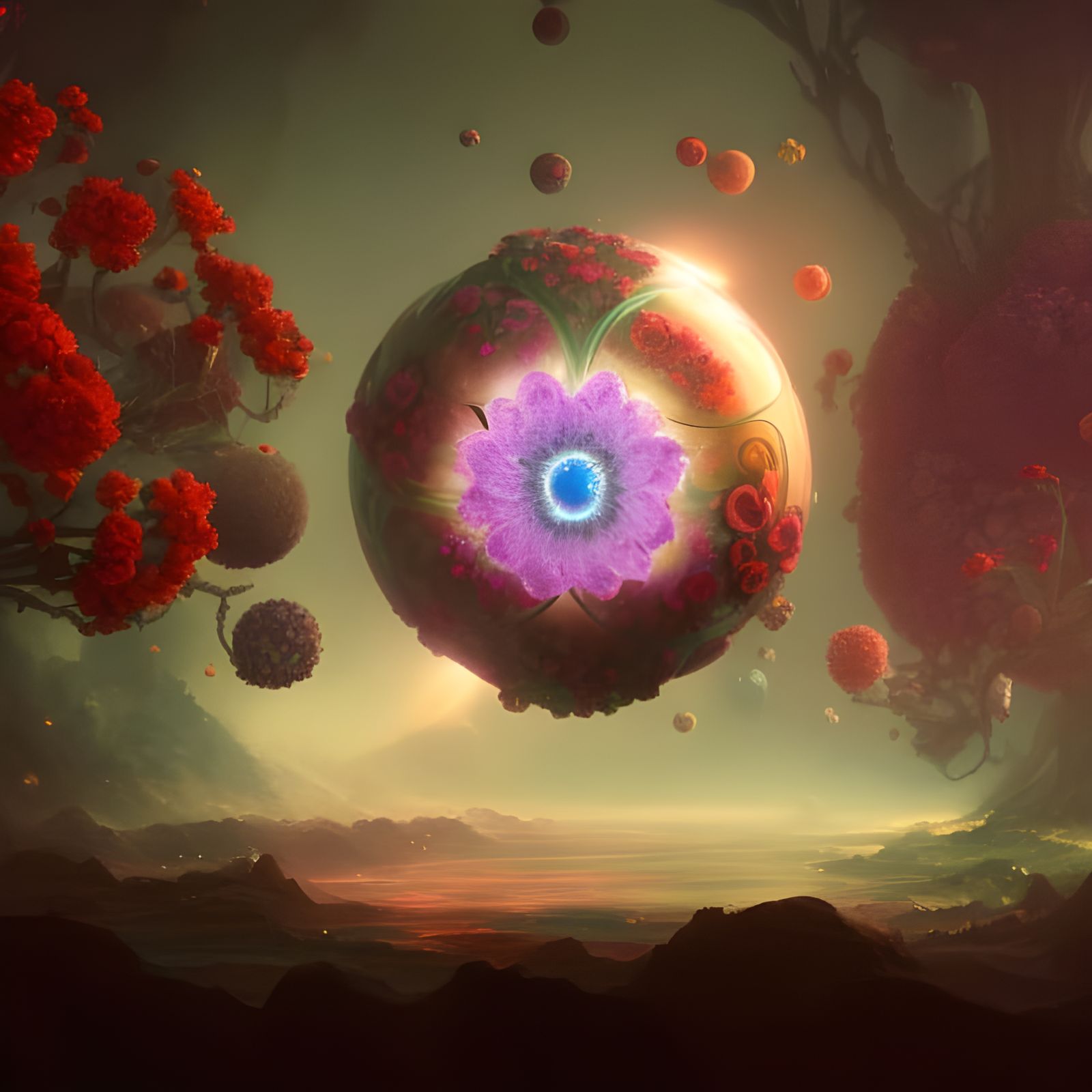 Cosmic Tree of Life in Detailed Matte Painting