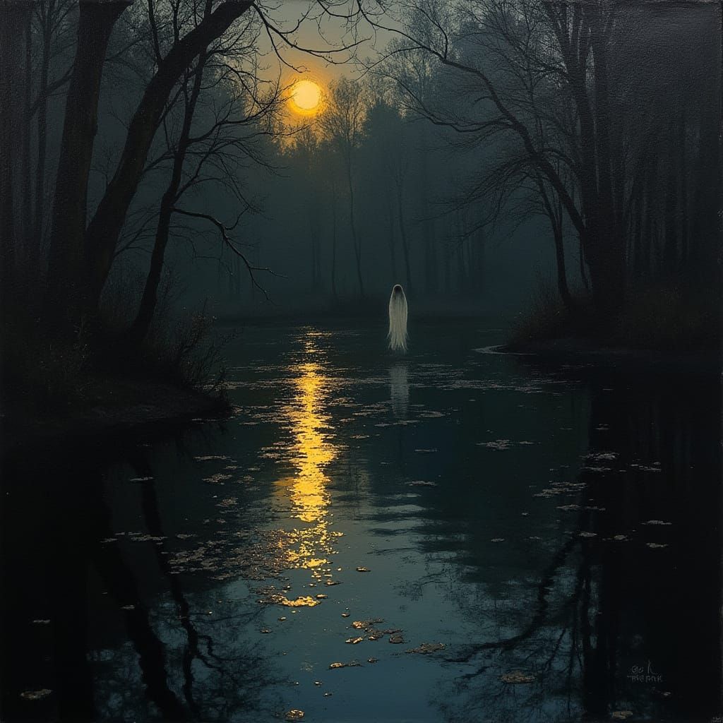 Ethereal Lights Dance on a Dark Pond