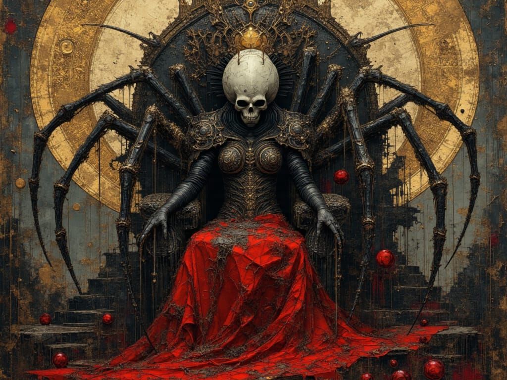 Evil Queen and Giant Spider on Throne