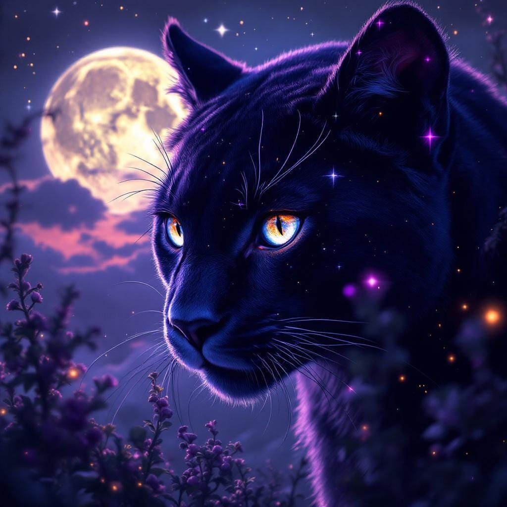 Moonlit Puma in Dark Fantasy Style