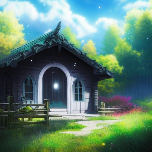 Anime-Style Evil Girl in Haunted Forest