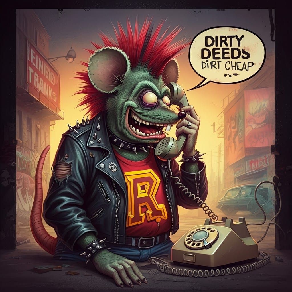 Rat Fink's Punk Rock Phone Call in Ed Roth Style