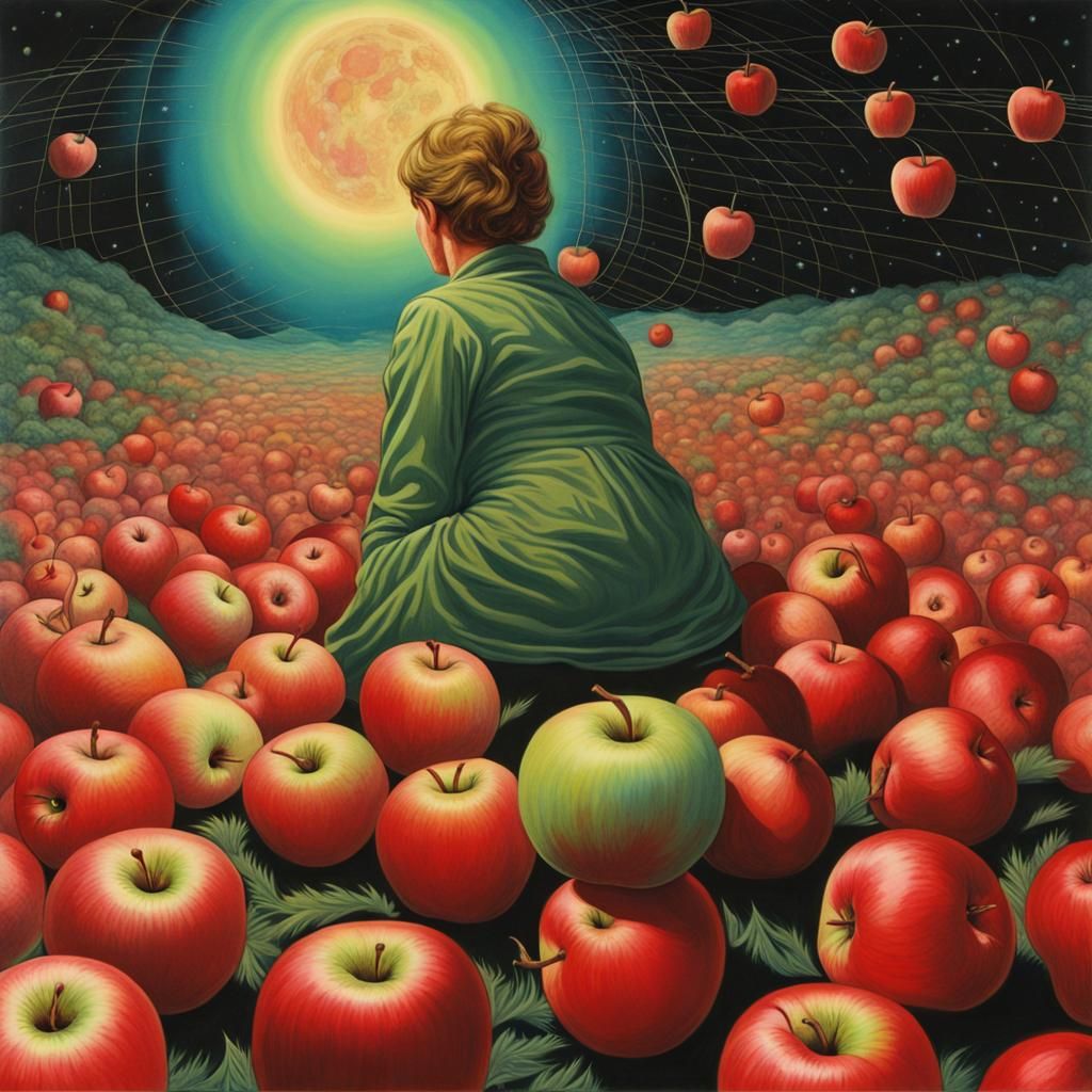 Apples in Sack: Astral Cosmic Illustration