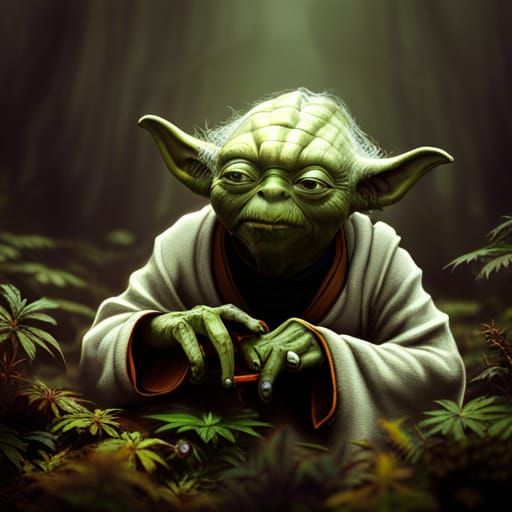 Yoda Smoking Weed: Detailed Matte Painting