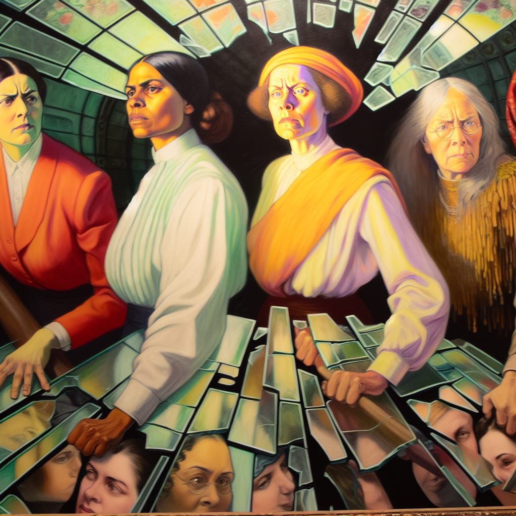 powerful women, influential activists, Susan B. Anthony, Malala Yousafzai, leaders, juxtaposed portraits, oil on canvas,...