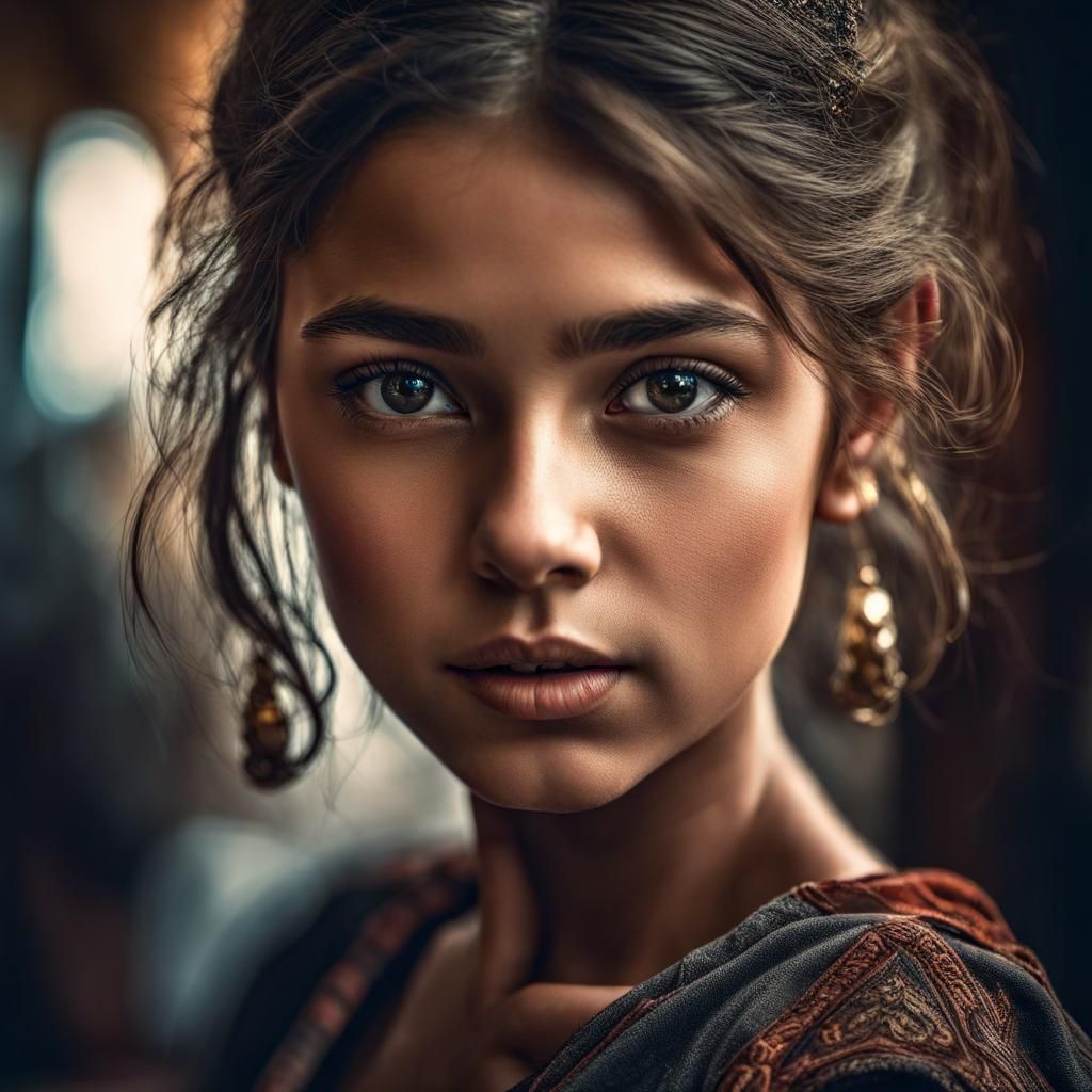 Hyperrealistic Portrait of a Phoenix Girl