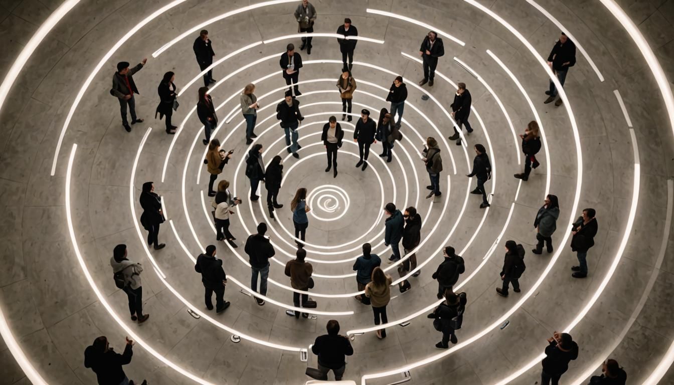 Ironic Gathering: Modern Art with Dynamic Lighting