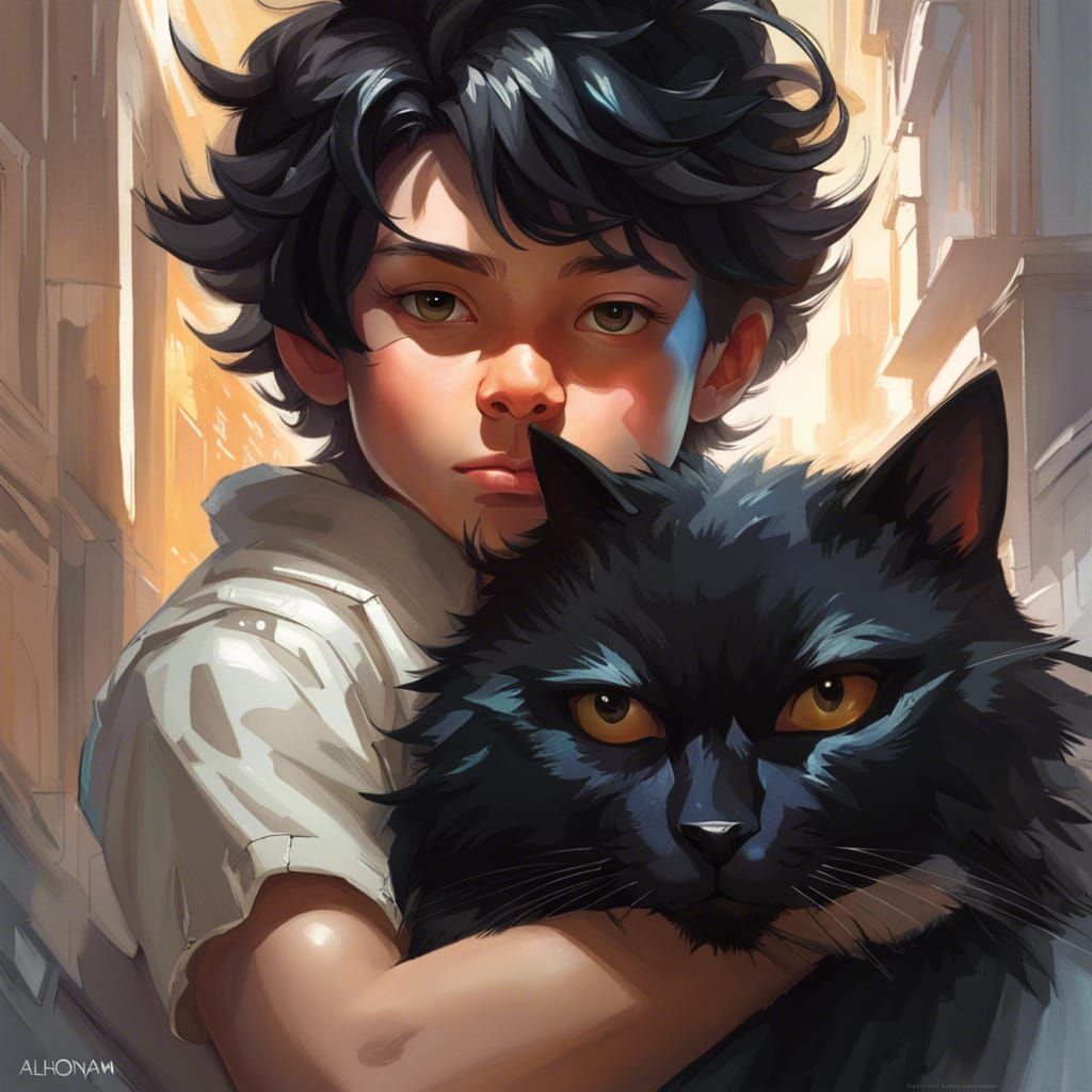 Boy with Cat Features and Bionic Arm