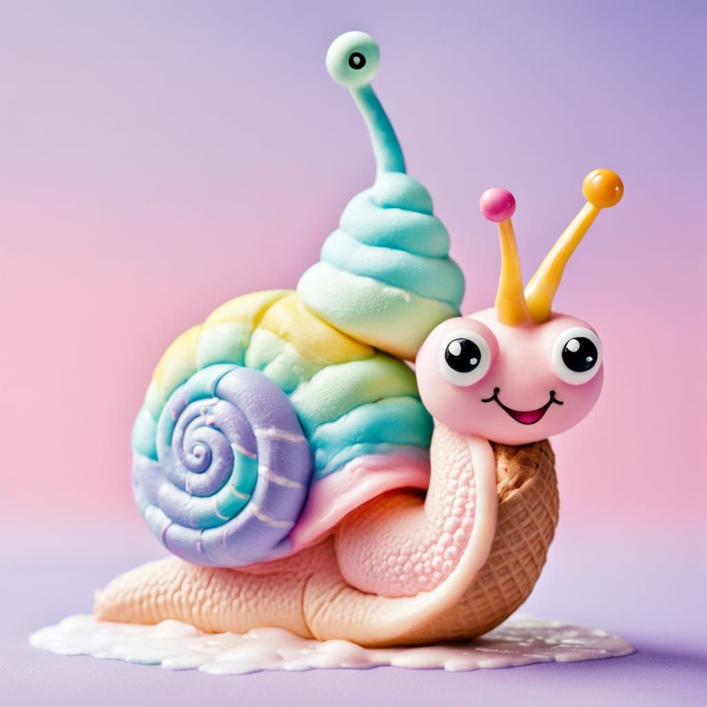Cute Ice Cream Snail in Pastel Colors