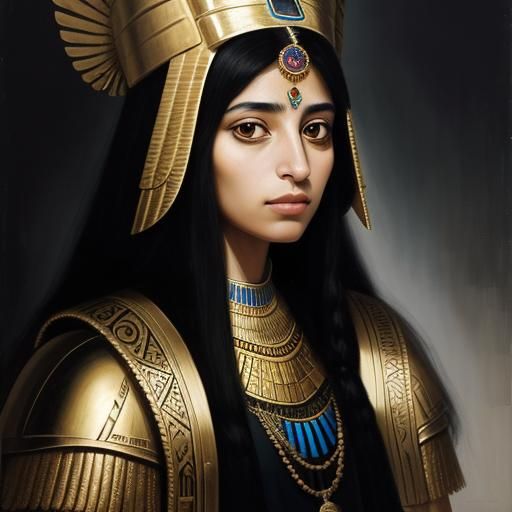 Egyptian Priestess Portrait in Oil Paint Style