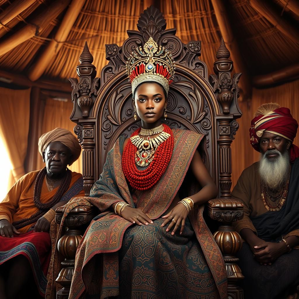 African Princess on Throne: Fantasy Concept Art