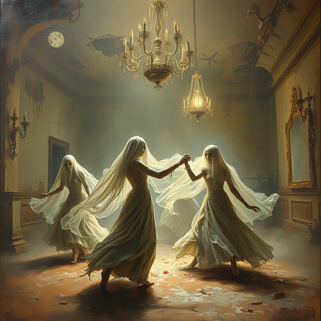 Ethereal Ballroom Scene in a Dreamlike Atmosphere