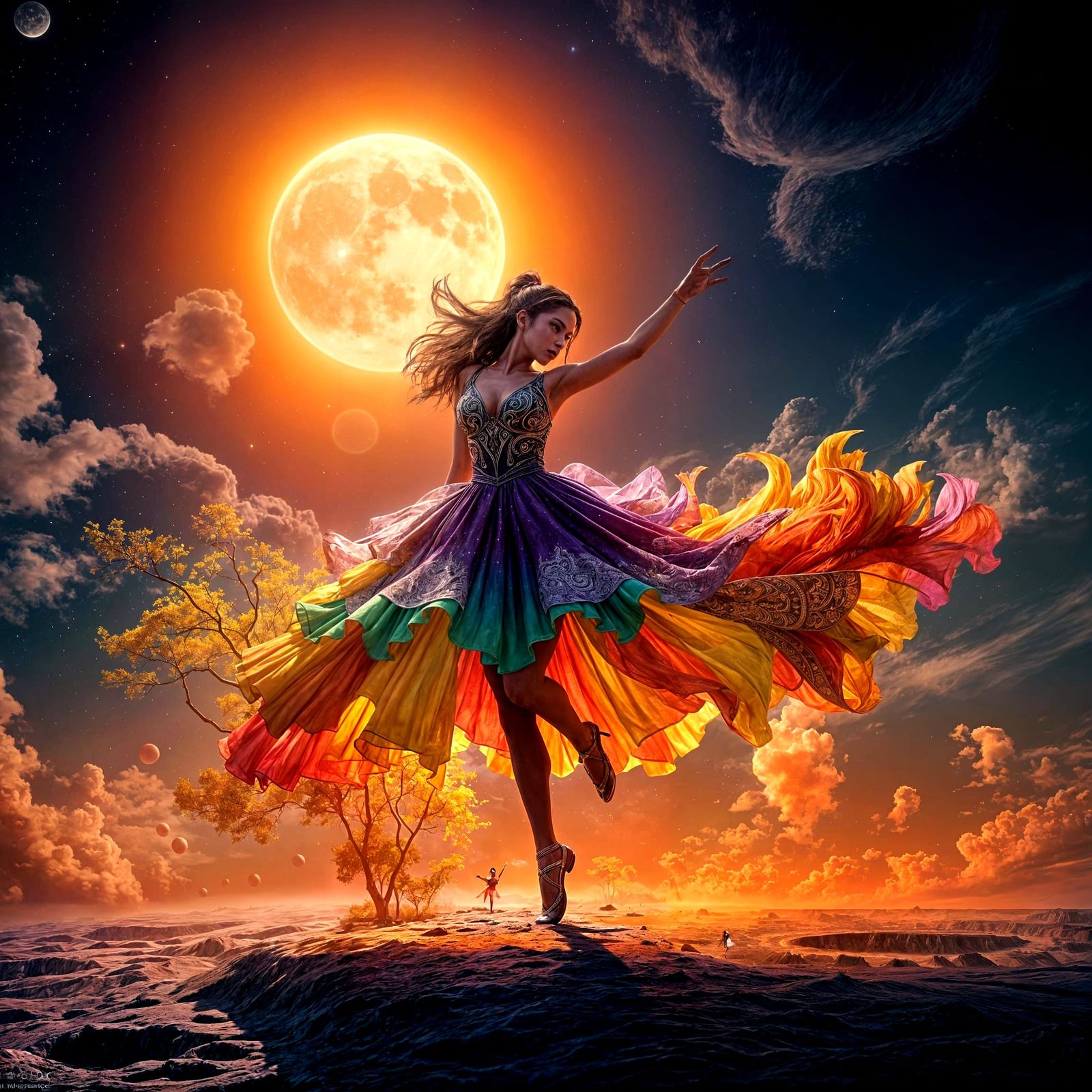 Ballerina's Dance Under the Moon in Rainbow Powder