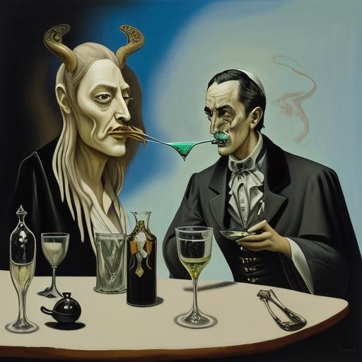 Crowley and Pope Absinthe Surrealism, Dali Style