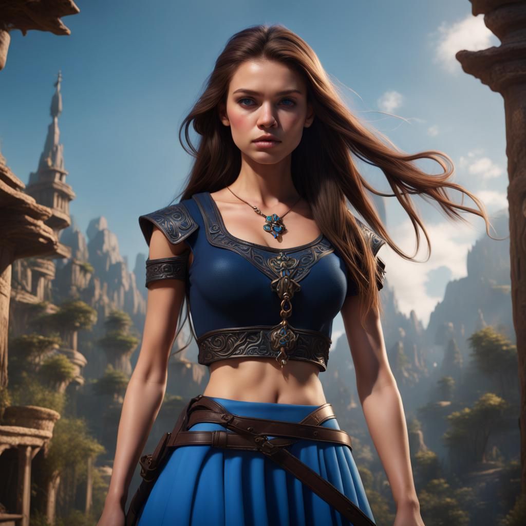 Teenage Girl with Wand in Detailed Matte Painting