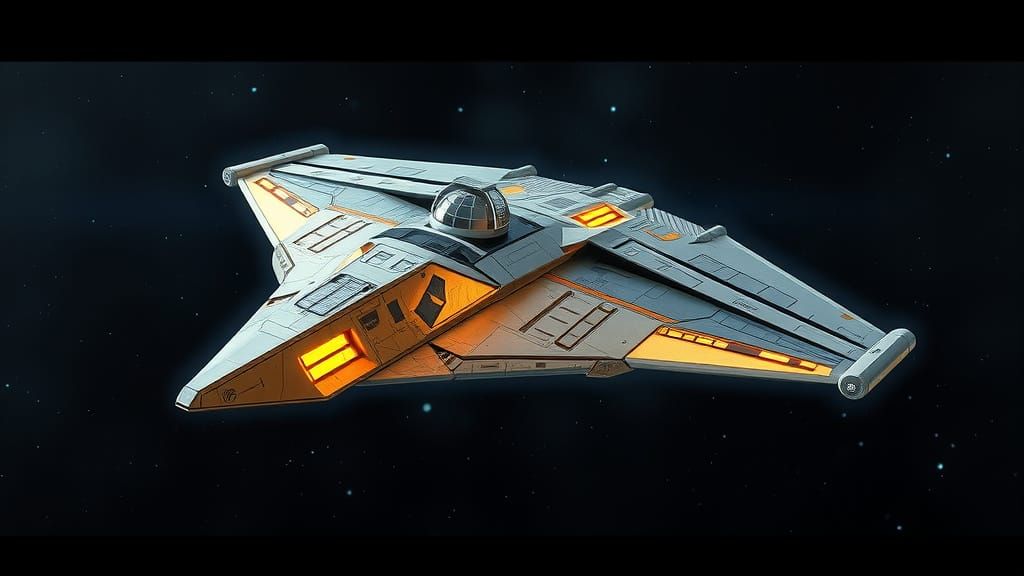 Battle-Worn Imperial Star Destroyer Spaceship in Deep Space