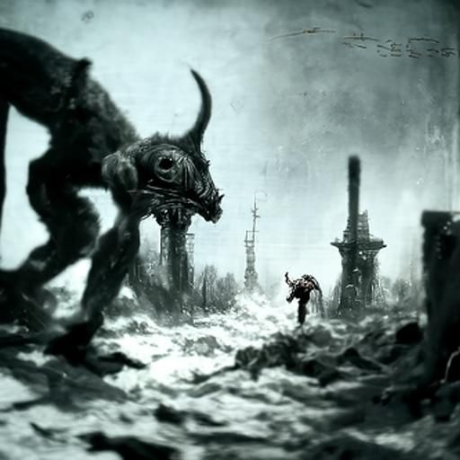 Horrific Mirelurk from Fallout in Engraving Style