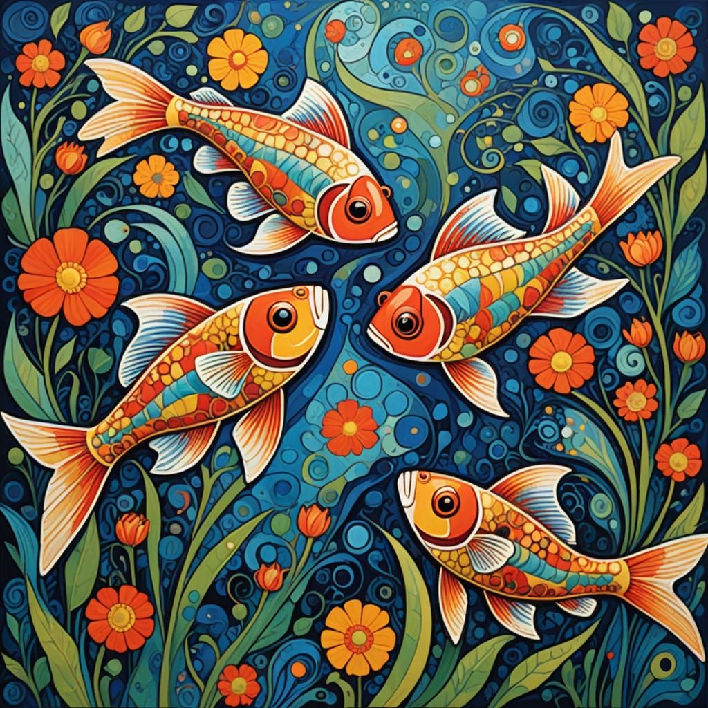 Vibrant Blue and Orange Abstraction with Swirling Patterns