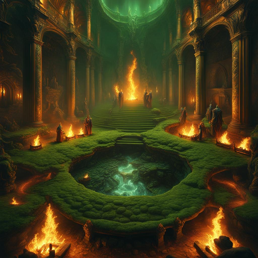 Fiery Renaissance Hell Pit with Escaping Souls