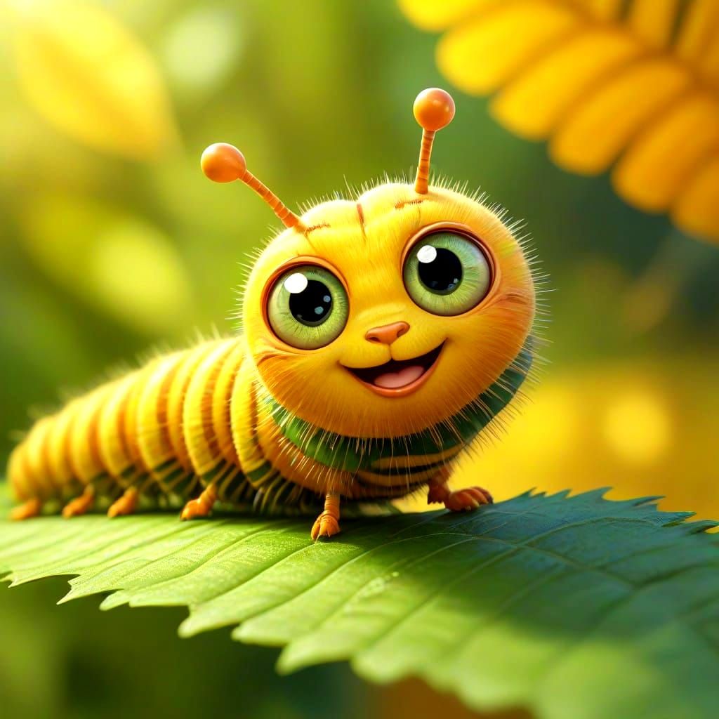 Enthusiastic Caterpillar Illustration