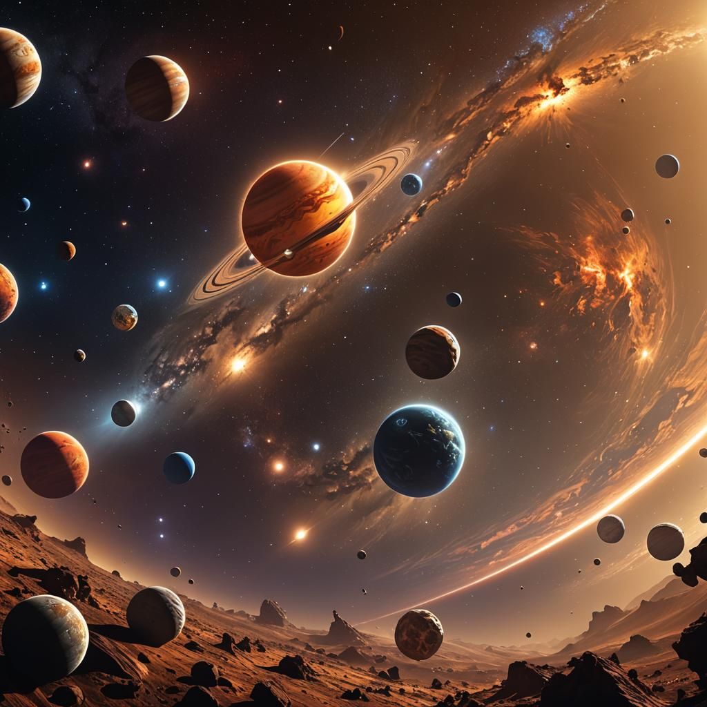 Vibrant Venus and Mars Orbiting the Sun