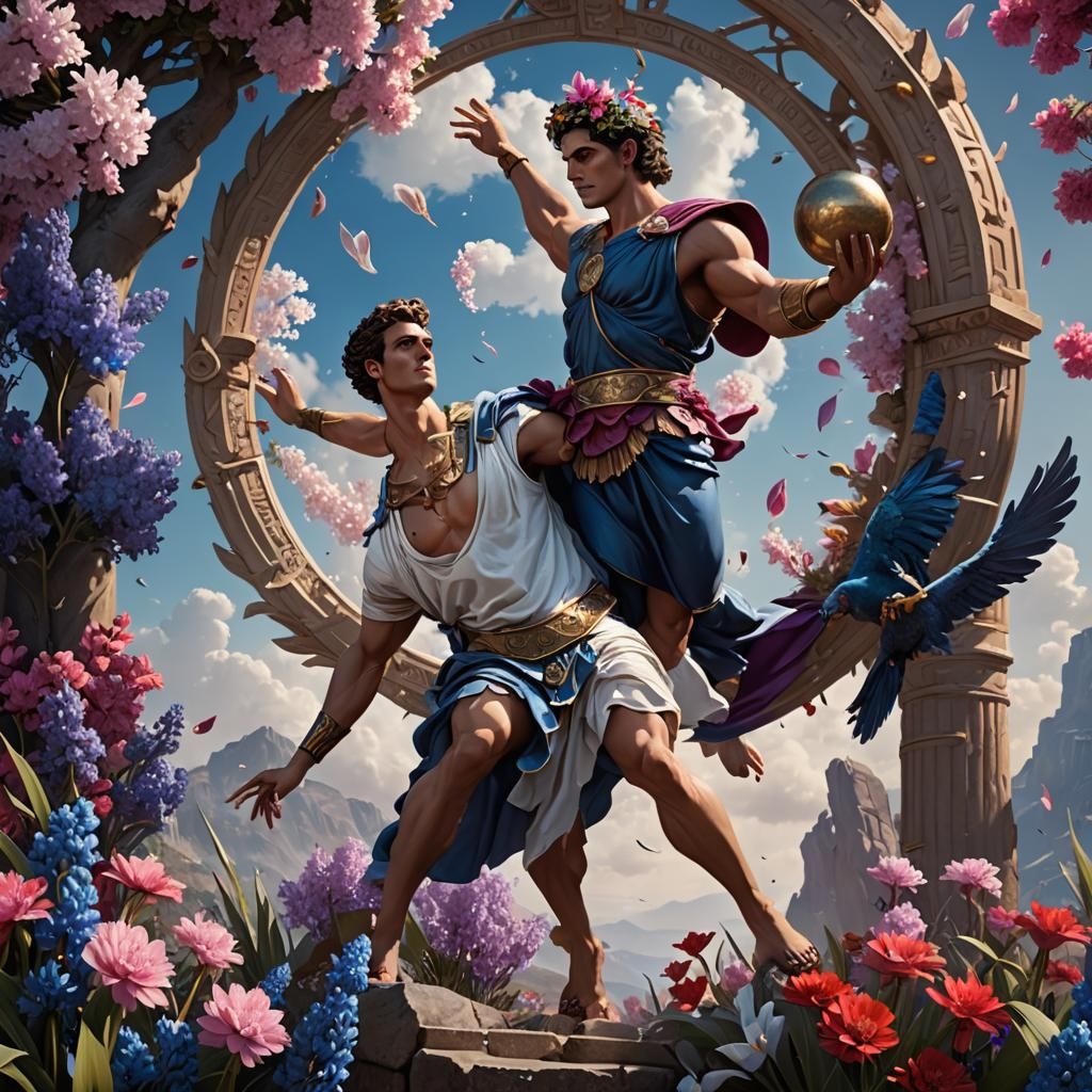 Hyacinthe and Apollo: A Greek Mythology Scene