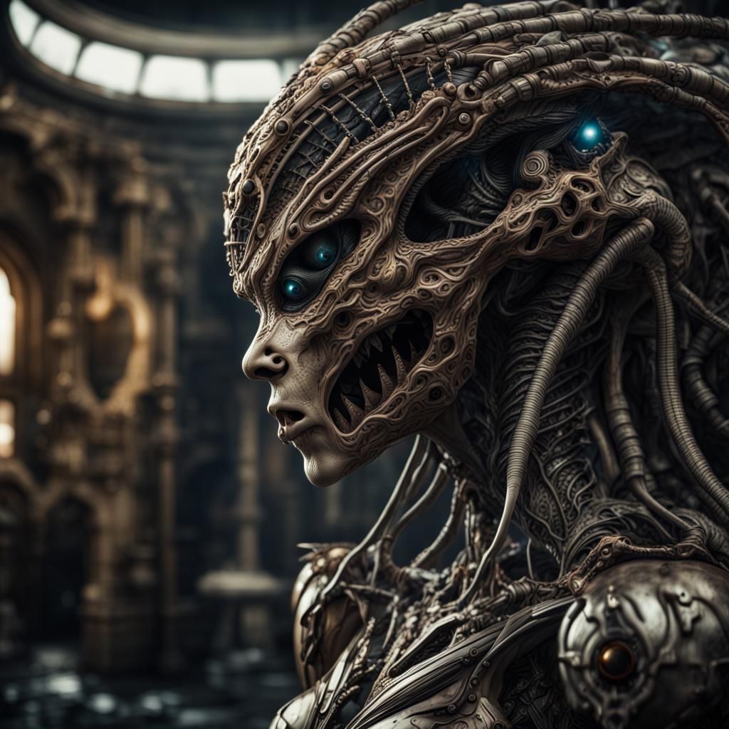 Gigeresque Alien Queen in Hyperrealistic Detail