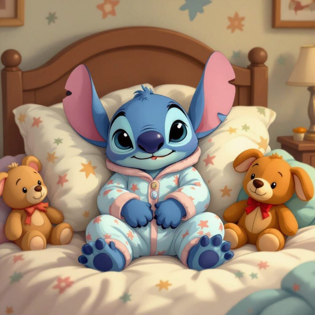 Stitch in Pyjamas in Disney Whimsical Style