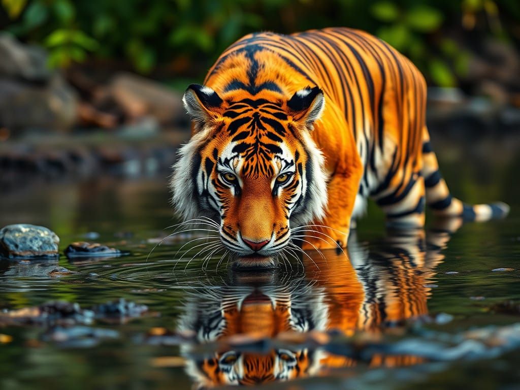 Majestic Siberian Tiger in Vibrant Orange and Black