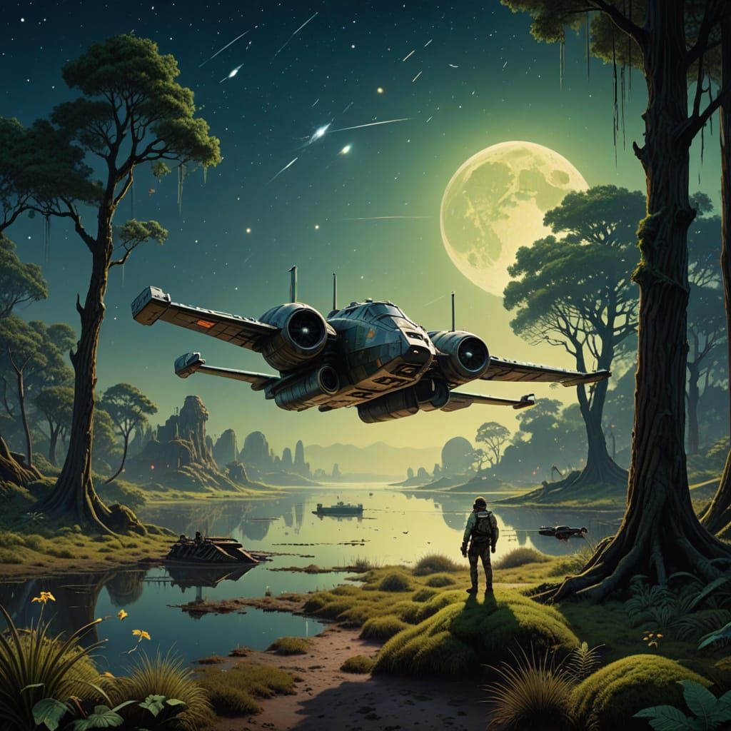 Star Fighter on a Swampy Planet