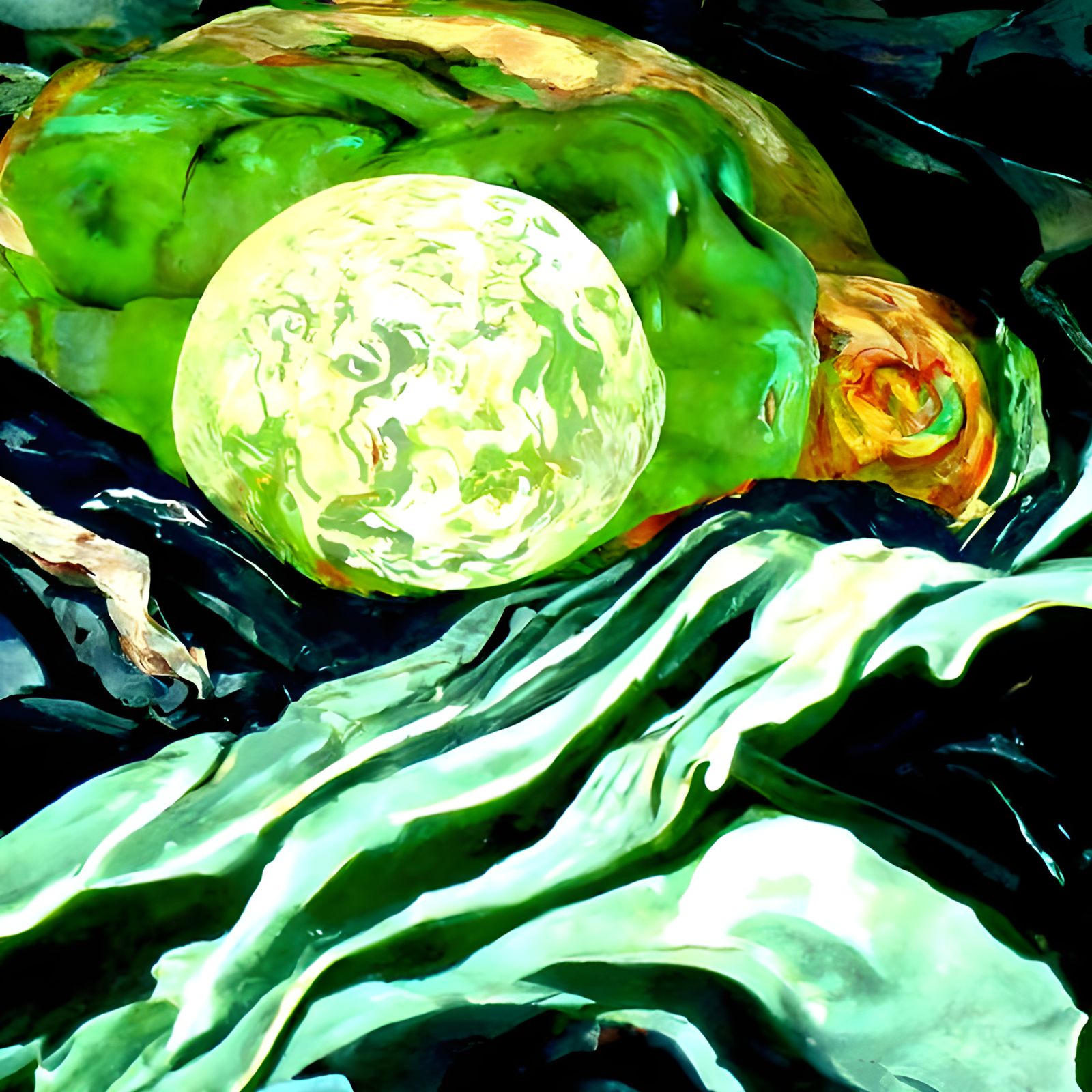 Melting Green Moon in Dystopian Cosmic Style