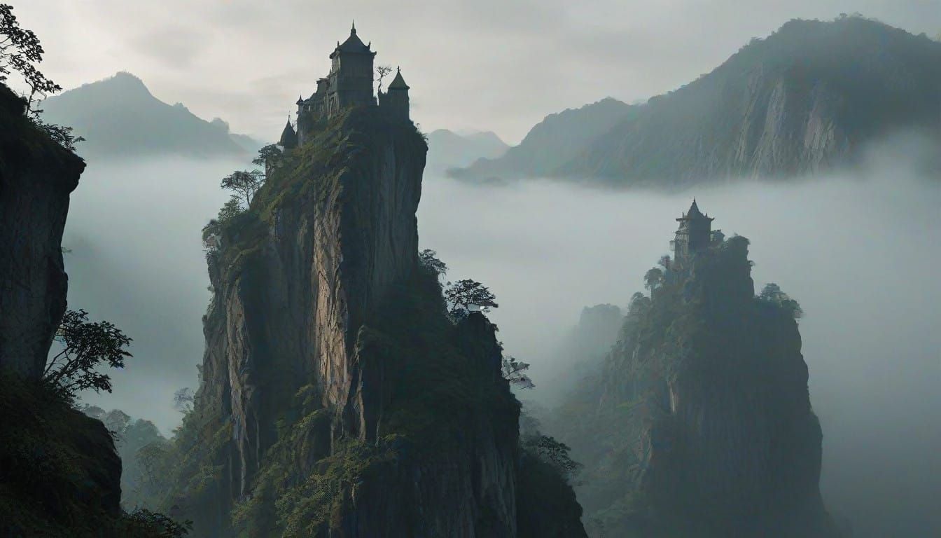 Enigmatic Mountain Metropolis in Whispers of Ancient Magic a...